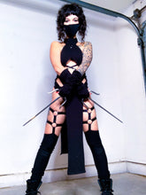 Load image into Gallery viewer, KITANA COSTUME - BLACK - Bodysuit, Skirt, Mask and Gloves - Mortal Kombat Cosplay