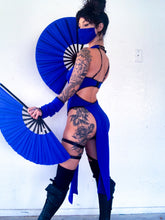 Load image into Gallery viewer, KITANA COSTUME - BLUE - Bodysuit, Skirt, Mask and Gloves - Mortal Kombat Cosplay