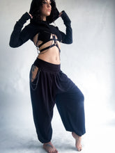 Load image into Gallery viewer, Andromeda Flow Pants with removable chains - Black Bamboo Jersey