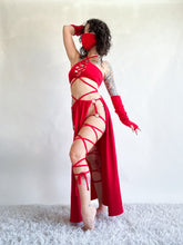 Load image into Gallery viewer, Serpentina Skirt in Red Cotton - Fire Safe Bellydance Costume