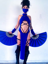 Load image into Gallery viewer, KITANA COSTUME - BLUE - Bodysuit, Skirt, Mask and Gloves - Mortal Kombat Cosplay