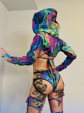 Load image into Gallery viewer, Arwen Hooded Shrug - Oil Slick