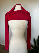 Load image into Gallery viewer, Red Bamboo Hooded Shrug - XS/Small