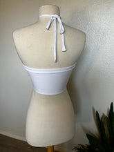 Load image into Gallery viewer, White Lace Hooded Shrug and Bamboo Lace Up Top - XS/Small