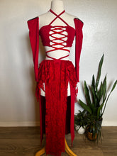 Load image into Gallery viewer, Red Goddess Set - Skirt, Top and Gloves - XS/Small