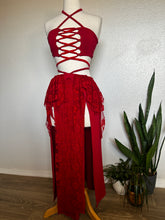 Load image into Gallery viewer, Red Goddess Set - Skirt, Top and Gloves - XS/Small