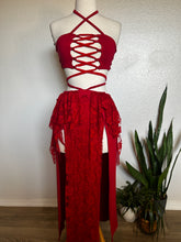 Load image into Gallery viewer, Red Goddess Set - Skirt, Top and Gloves - XS/Small
