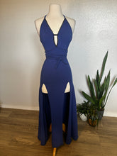 Load image into Gallery viewer, Blue Cotton Belladonna Dress with Hooded Shrug - XS/Small