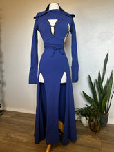 Load image into Gallery viewer, Blue Cotton Belladonna Dress with Hooded Shrug - XS/Small