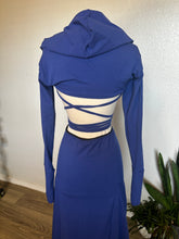 Load image into Gallery viewer, Blue Cotton Belladonna Dress with Hooded Shrug - XS/Small
