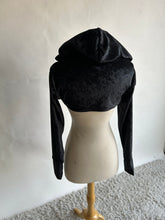 Load image into Gallery viewer, SALE - XS/Small - BLACK VELVET - Hooded Shrug
