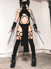 Load image into Gallery viewer, KITANA COSTUME - BLACK - Bodysuit, Skirt, Mask and Gloves - Mortal Kombat Cosplay

