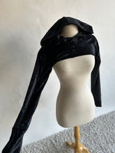 Load image into Gallery viewer, SALE - XS/Small - BLACK VELVET - Hooded Shrug
