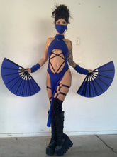Load image into Gallery viewer, KITANA COSTUME - BLUE - Bodysuit, Skirt, Mask and Gloves - Mortal Kombat Cosplay
