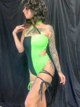 Load image into Gallery viewer, SALE - XS/Small Ego Drip Swimsuit - Split Neon Green - One Piece Bathing Suit
