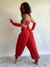 Load image into Gallery viewer, SAMPLE SALE - XS/SMALL - Andromeda Set in Red Bamboo - TOP, SHRUG, GLOVES, AND MASK
