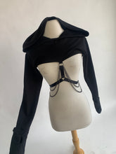 Load image into Gallery viewer, Andromeda Hoodie with removable chains - Black Bamboo Fleece
