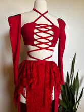 Load image into Gallery viewer, Red Goddess Set - Skirt, Top and Gloves - XS/Small
