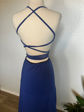Load image into Gallery viewer, Blue Cotton Belladonna Dress with Hooded Shrug - XS/Small
