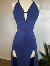 Load image into Gallery viewer, Blue Cotton Belladonna Dress with Hooded Shrug - XS/Small
