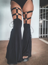 Load image into Gallery viewer, Vixen Garter Flares - Leg Warmers - Black Bamboo Stockings
