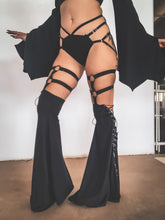Load image into Gallery viewer, Vixen Garter Flares - Leg Warmers - Black Bamboo Stockings
