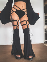 Load image into Gallery viewer, Vixen Garter Flares - Leg Warmers - Black Bamboo Stockings
